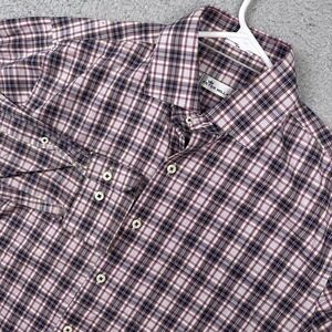 Peter Millar Shirt Mens Medium Purple Plaid Stretch Long Sleeve Button Up